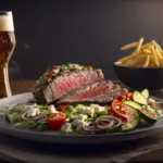 استیک نیویورکی ۳۰۰ گرمی با پیش‌غذا و نوشیدنی